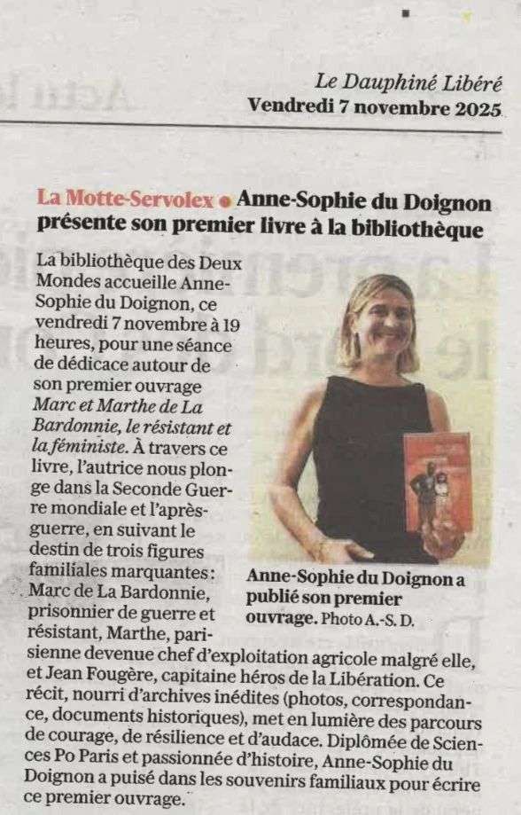Article Dauphiné Libéré bibliothèque